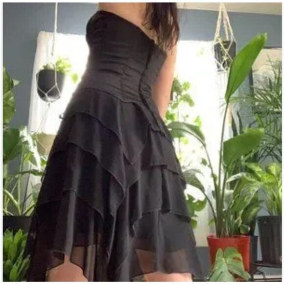 Jessica McClintock Y2K Fairy Dress Size 6 Black Corset Whimsigoth Witchy Formal - Picture 2 of 12